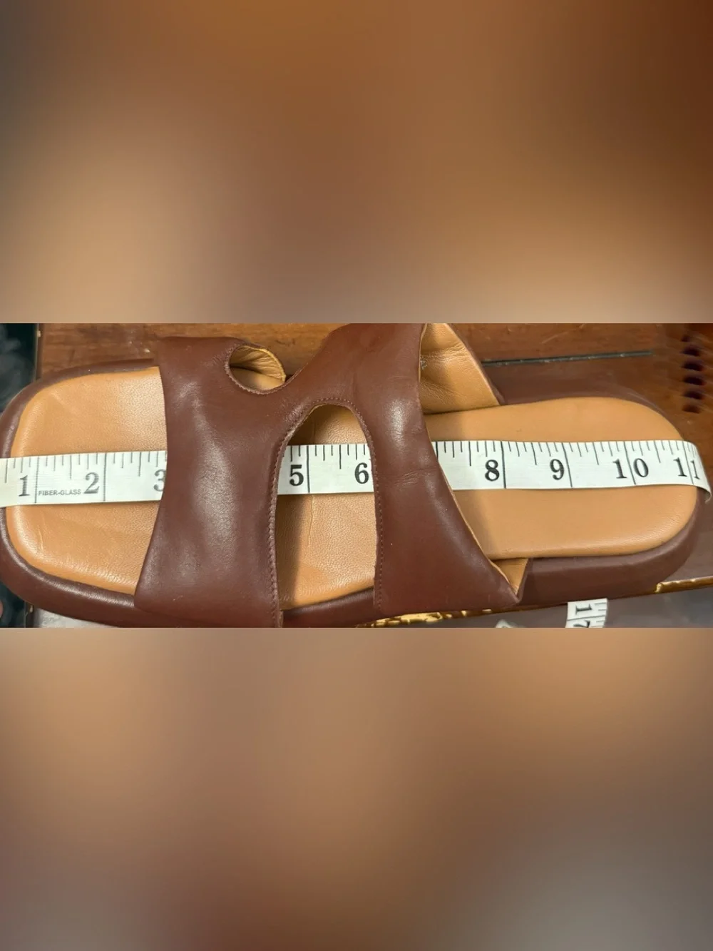 Eckhaus Latta Zee Leather Platform Slides in Brown Size US 10